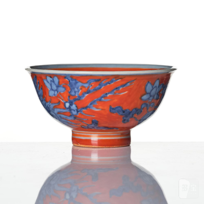 A small blue and white phoenix cup, - 图2